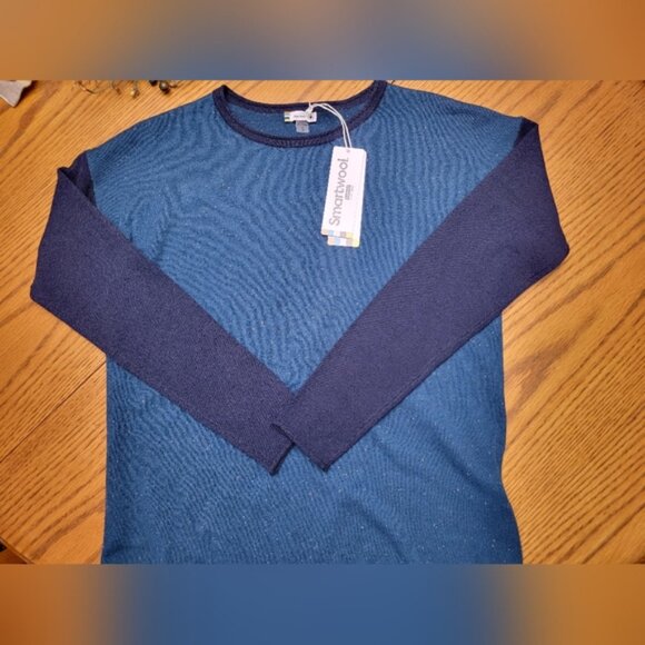NWT Smartwool Shadow Pine Colorblock Crew Sweater Twilight Blue Donegal Small - Picture 8 of 12